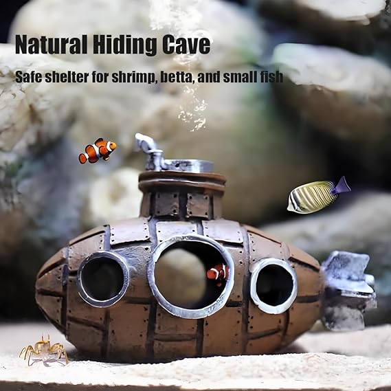 betta fish tank accessories submarine Aquarium Decorations Submarine Fish Tank Decor with Jordan