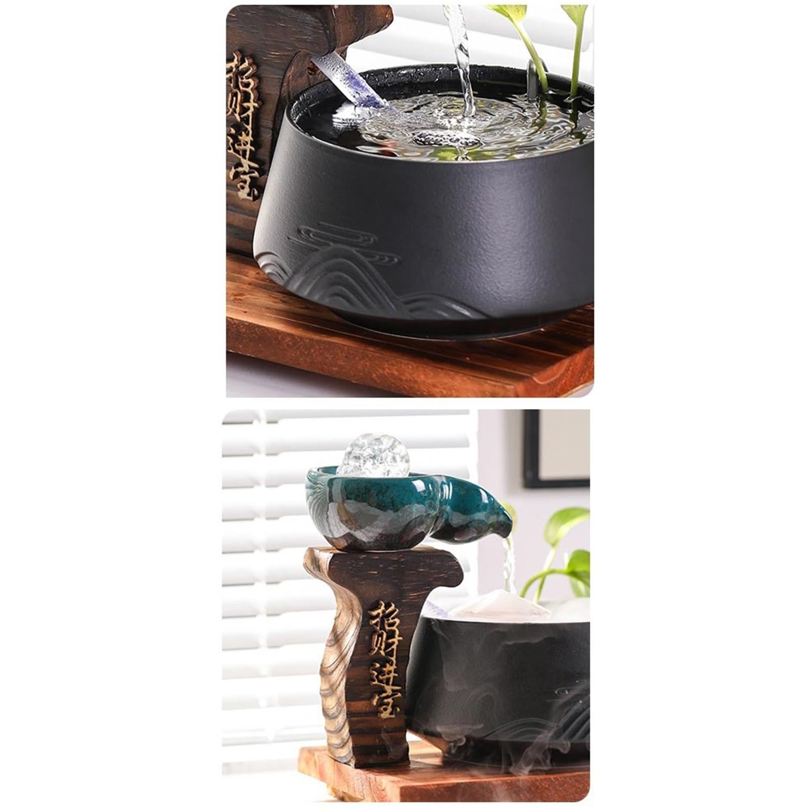 Fuente de agua para interiores, cascada decorativa de mesa para el hogar y la oficina, decoración zen tranquila con sonido relajante, alivio del estrés y diseño elegante