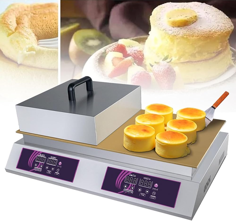 KJZQXYX Electric Souffle Pancake Maker,Commercial Pancake Souffle Maker,with 0-260℃ Temperature Control, for Home Kitchen, Restaurant, Bakery (Double Head)