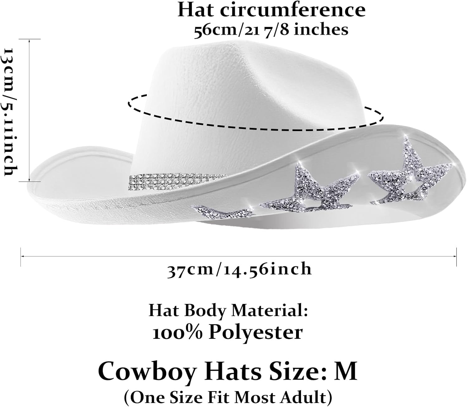 Cowboy Hats with 6 Sequins Stars & Tiara Belt for Women Rodeo Party Hats with Heart Shaped Sunglasses - Image 3