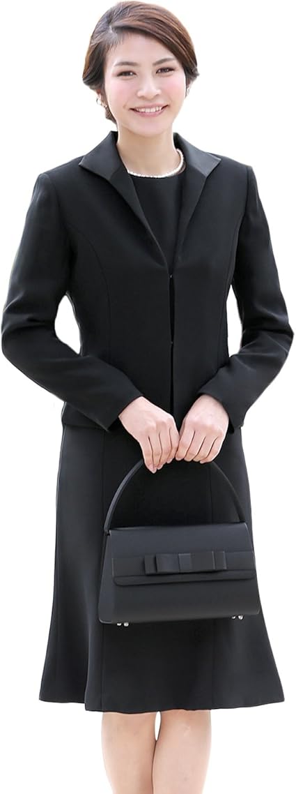 Amazon ニナーズ Nina S ブラックフォーマル 喪服 礼服 レディース 女性用 スーツ アンサンブル ジャケット ブラウス スカート ロング丈 オールシーズン 大きいサイズ Jap01 5 15号 標準サイズ11号 スカートスーツ 通販