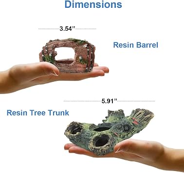 Aquarium Decorations Set, Fish Tank Decor with Artificial Plants and Resin Ornaments, Betta Fish Tank Accessories for Small Tanks, Soft Safe Plastic Plants with Hideout Cave Decor(Ornaments set #2)