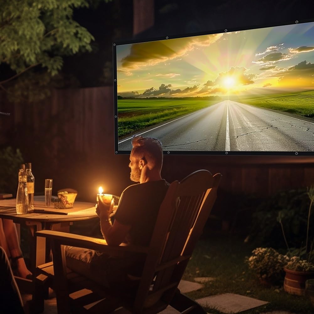 Przenośny Ekran Projekcyjny 60-200 Cali 16:9 4k HD Składany Ekran Filmowy na Zagniecenia do Filmu Kempingowego na Zewnątrz/Kina na Świeżym Powietrzu(180 Inch 16:9)