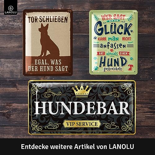 LANOLU retro Blechschild Thermometer GASSI THERMOMETER analog Hunde Deko Garten Vintage Schilder - Blechschild Hund - Hundeliebhaber Geschenke 8x28 cm