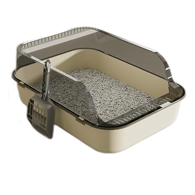Caja de arena para gatos semicerrada con valla alta, inodoro para gatitos de 40 x 28 x 16 cm
