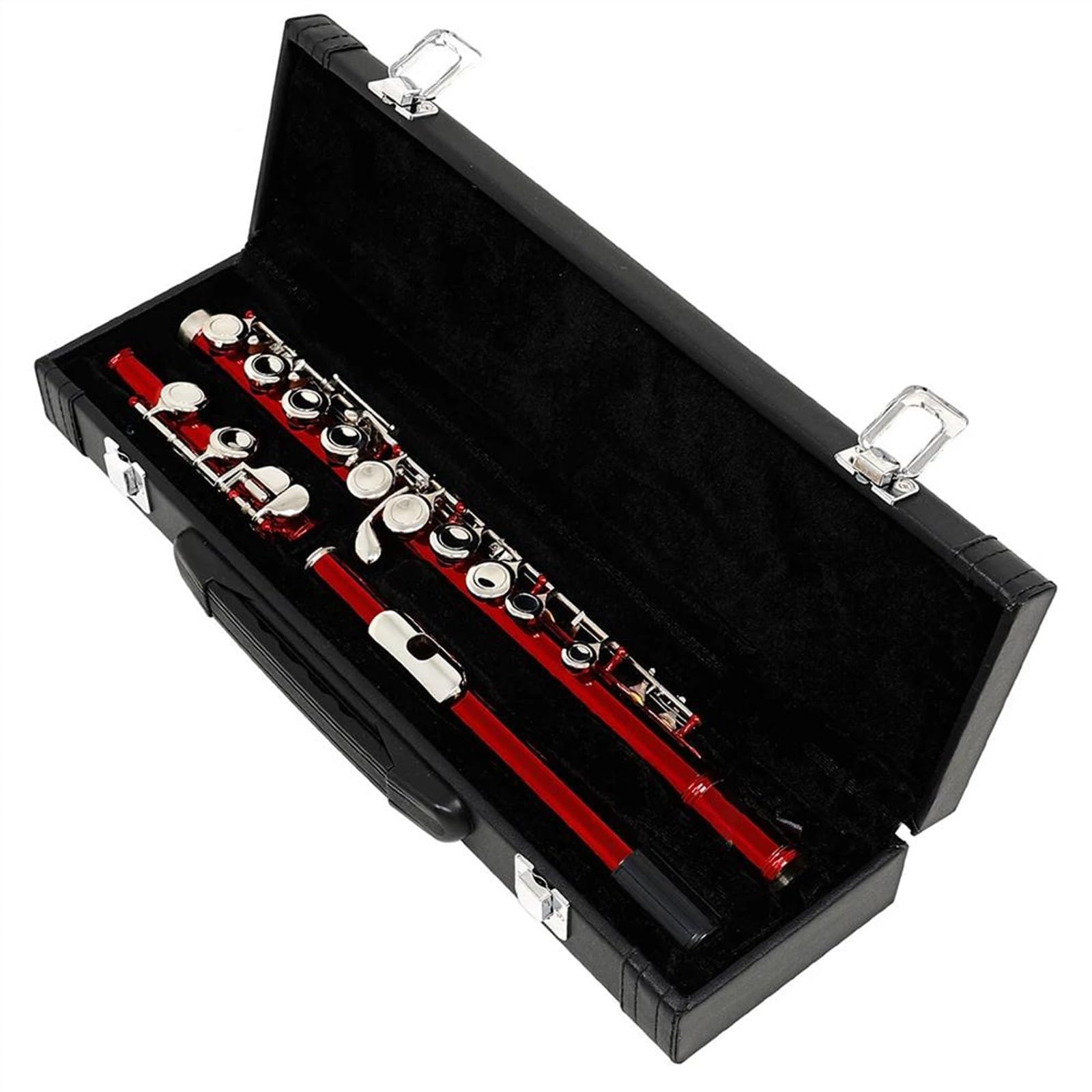 Profesional Flauta Travesera Flauta Roja De 16 Agujeros, Tono C, Llave Plateada Niquelada, Flauta De Cuproníquel De Concierto Con Estuche