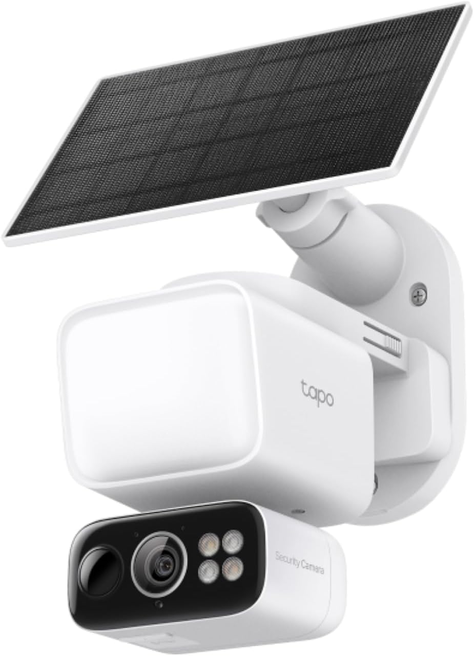 Tapo C615F Kit – Cámara Vigilancia Exterior con Panel Solar, 2K 3MP, 360° con Foco 800 LM, WiFi sin Cables, Detección IA Personas/Vehículos/Mascotas, Visión Nocturna Color, hasta 140 días de batería 3