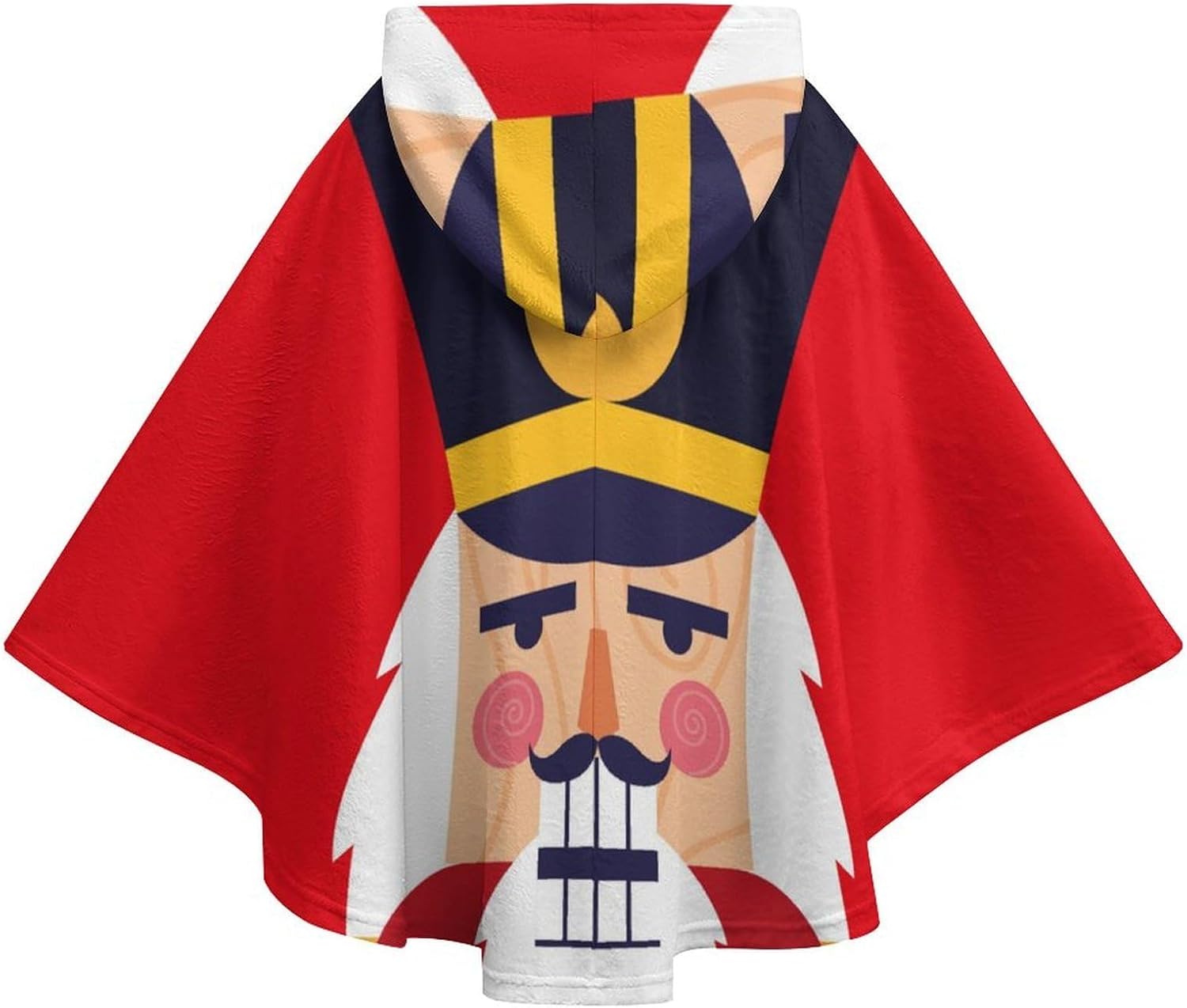 Face Nutcracker Soldier Wearable Blanket with Hooded Flannel Blankets Cape with Pocket