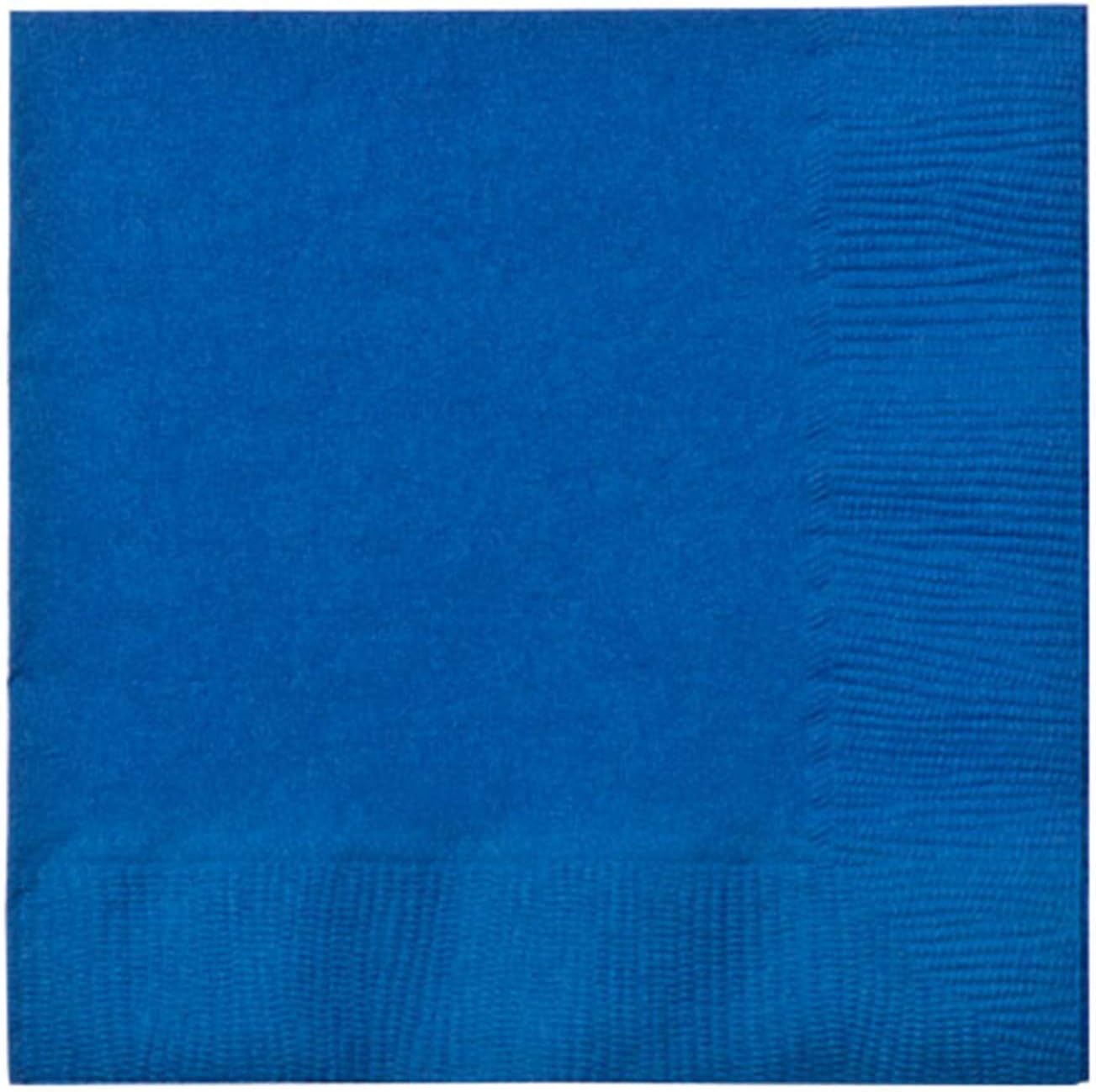 Tiger Chef 144-Pack 2-Ply Blue 5 X 5 inch Beverage Bulk Disposable Small Bar Square Paper Napkins For Cocktail Coffee Drinks Desserts Weddings Party Decor - Includes Napkin Folding Guide