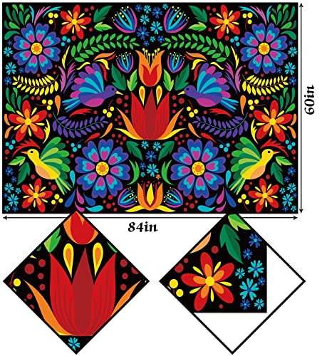 Hafangry Rectangle Mexican Table Cloth Mexico Cinco De Mayo Decoration Fiesta Party Day Of The Dead Table Cover Home Dining Room Kitchen Decor-60×84 Inch #TOP2
