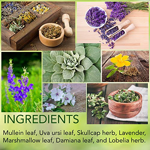 NicoNone -Inspirit Blast- Lavender, Mullein, Uva Ursi, Skullcap, Marshmallow, Damiana, Lobelia Leaf Smoking Blend Mix 1 Oz Bag Used with Tea, Herbal Cigarette Tobacco Free - Nicotine Free