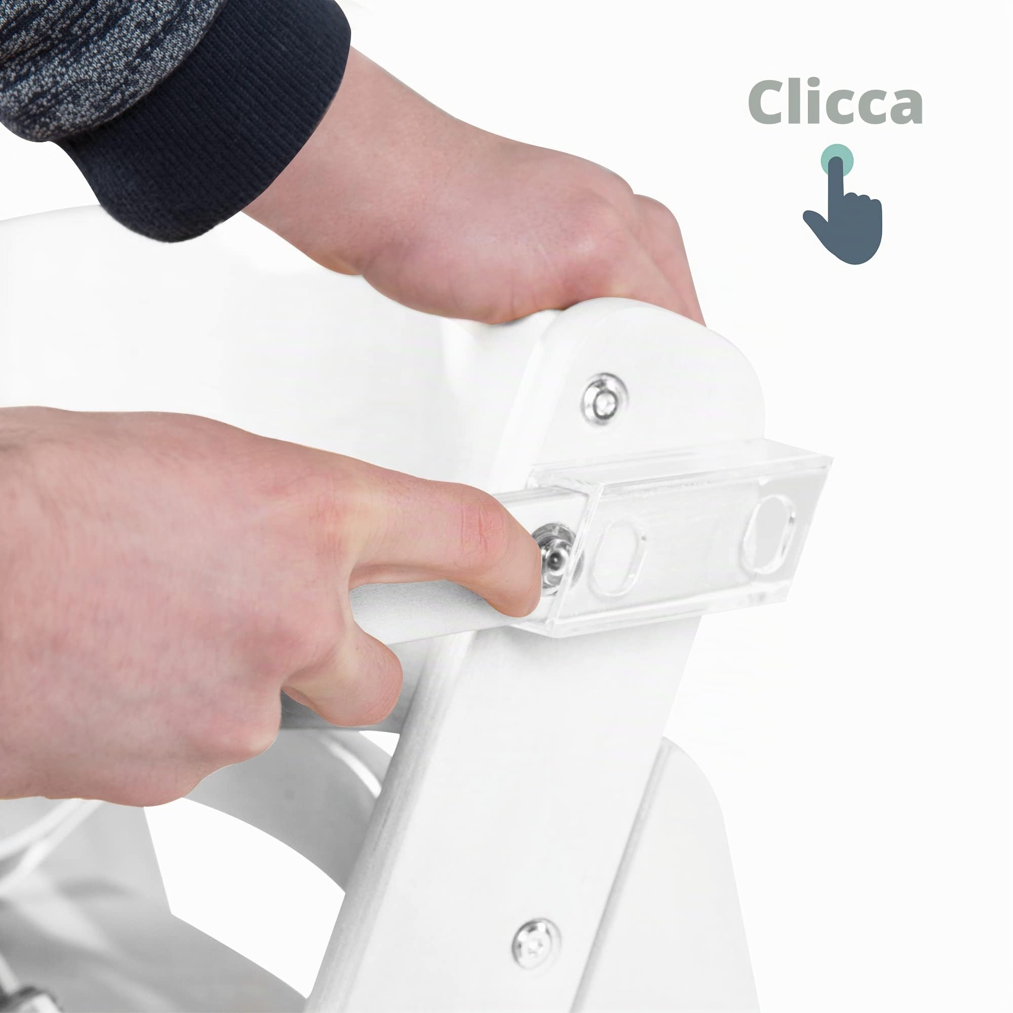 roba Seggiolone per Neonati Evolutivo Sit Up Click e Fun + Vassoio Rimovibile - Altezza Regolabile - con Barra di Protezione - Ergonomico - Legno Naturale Laccato Bianco