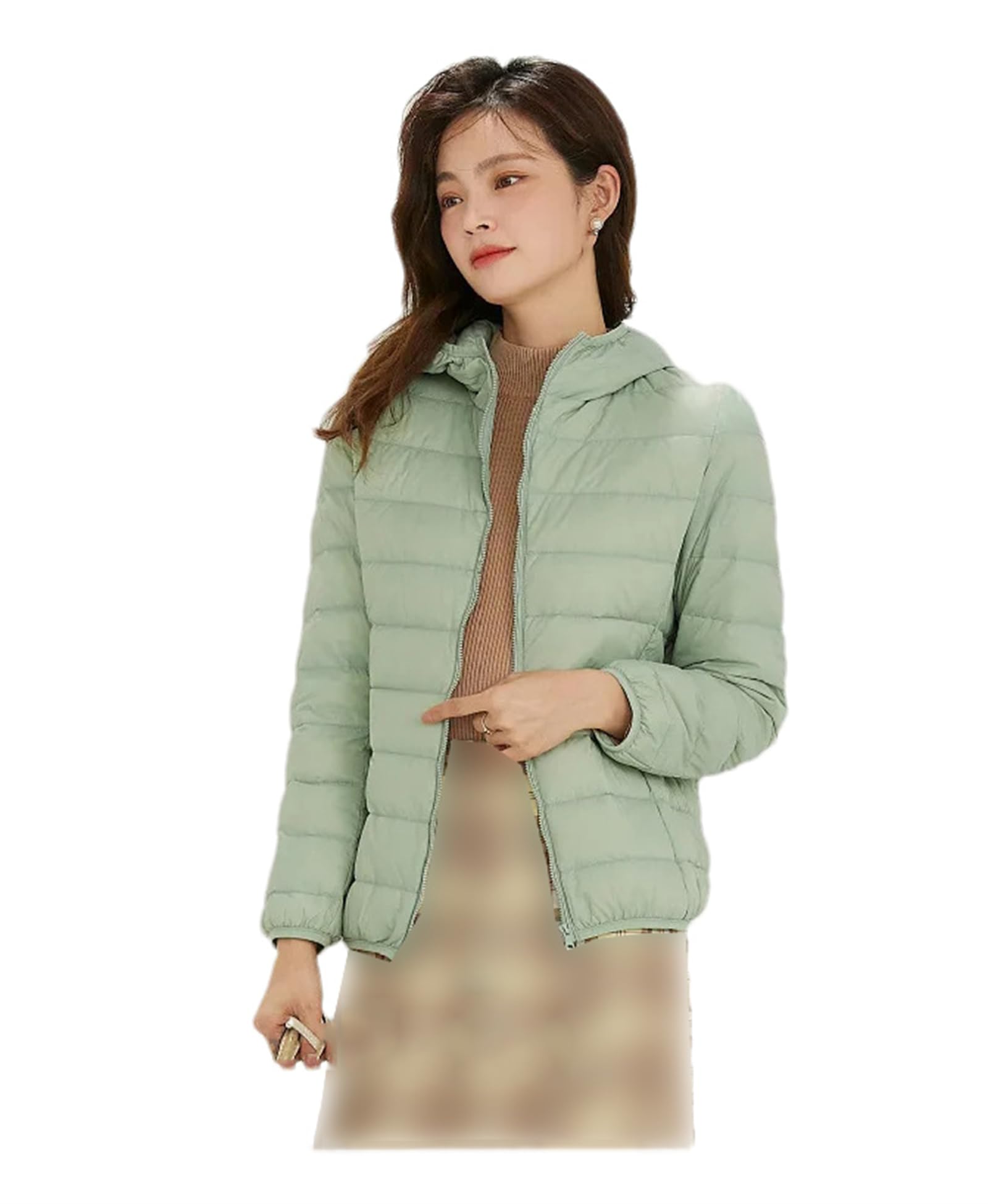 Mnjyihy Women White Duck Down Puffer Jacket Winner Fashion Slim Fit Lightweight Packable Casual Short Parkas