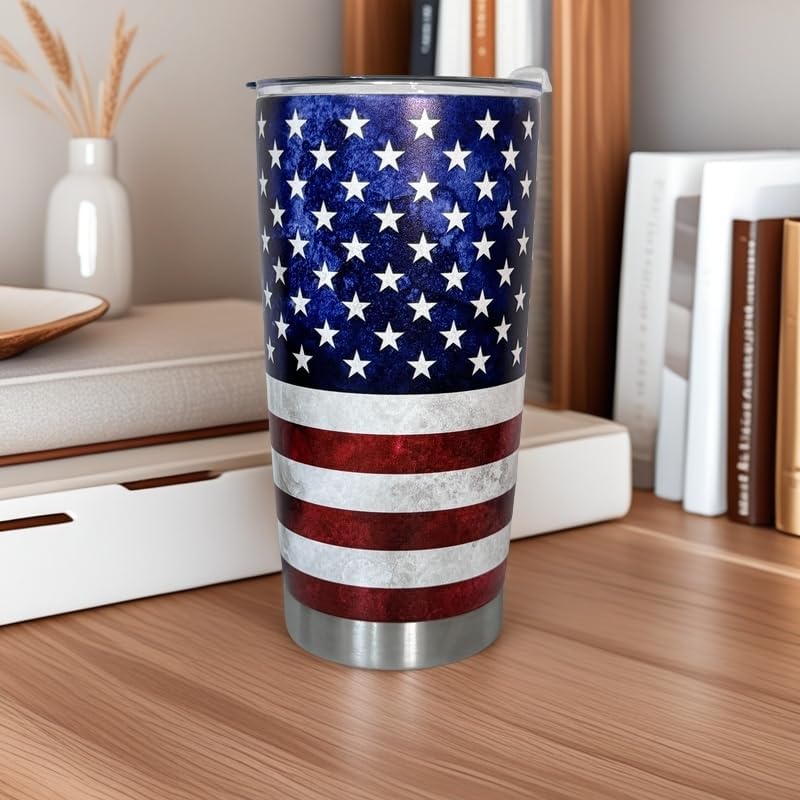 BOFILL American Flag Tumbler 20oz,4th Of July Memorial Day Veteran Day Gifts Stainless Steel Insulated Tumblers Mug - Image 6