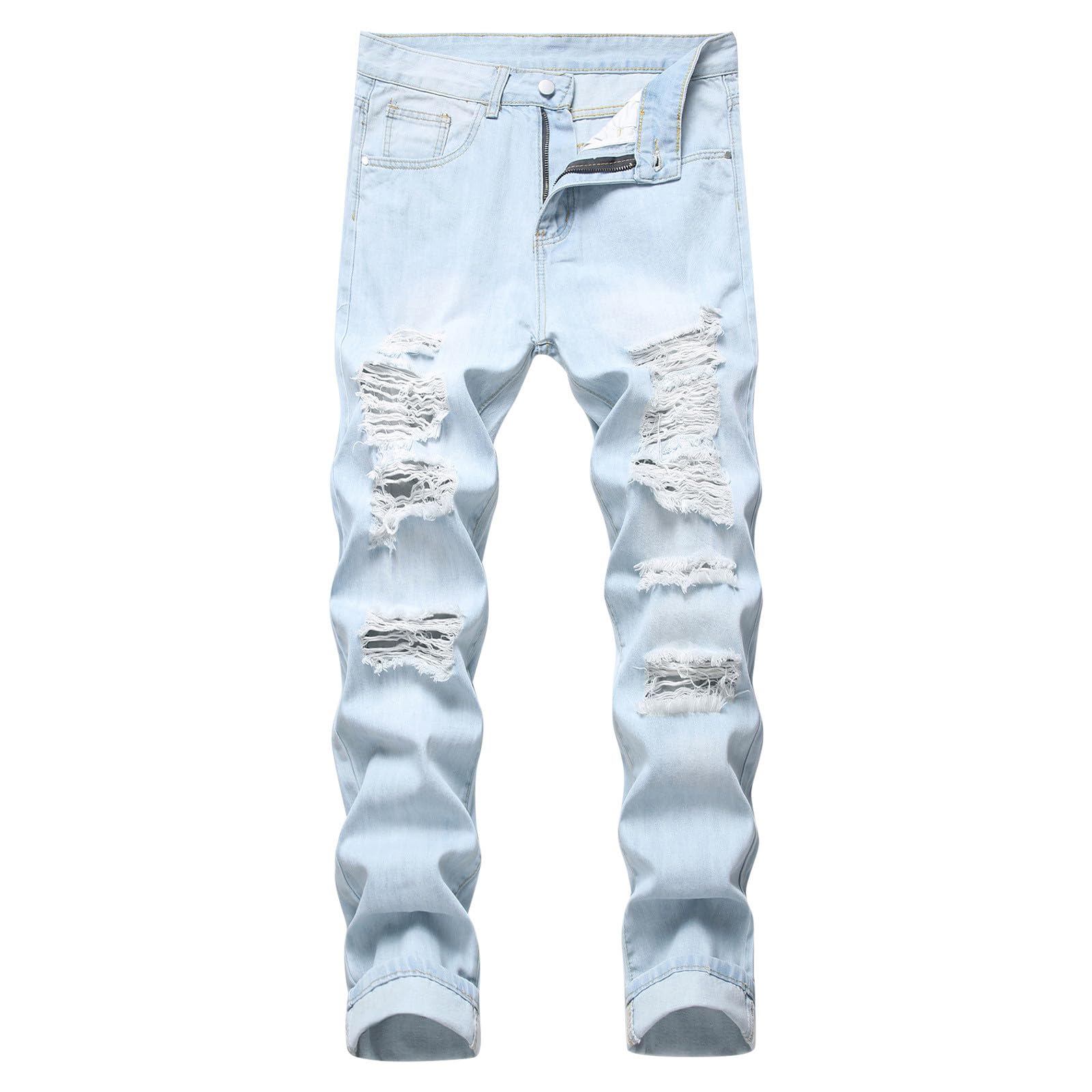 Jeans Uomo Strappati, Pantaloni Uomo Jeans Elasticizzati Pantaloni Lunghi Casual Denim Stretch Strappati Skinny Moda Jean Sportiva Jogging Jeans Uomo Taglie Forti Jeans Leggeri Stile Streetwear Y2k