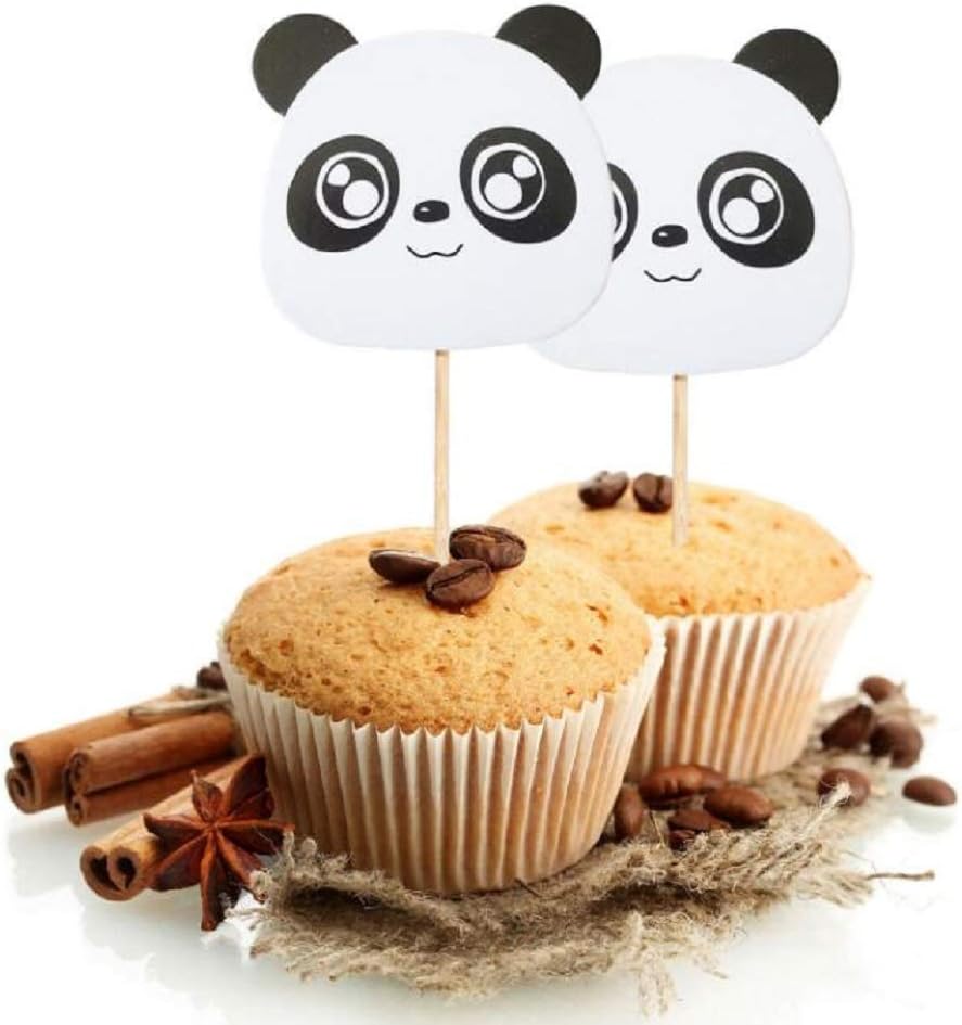 24pcs Panda Cupcake Toppers Cupcake Picks Food Fruit Picks for Birthday Cake Decorations