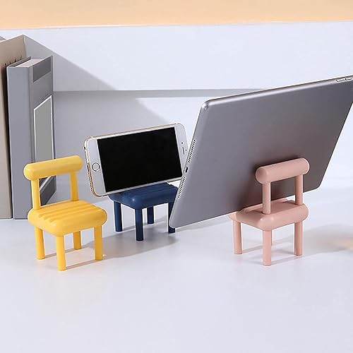 Miniatura 7 de Soporte de madera para teléfono celular con forma de silla pequeña, soporte universal multiángulo para teléfono móvil, base portátil para teléfono