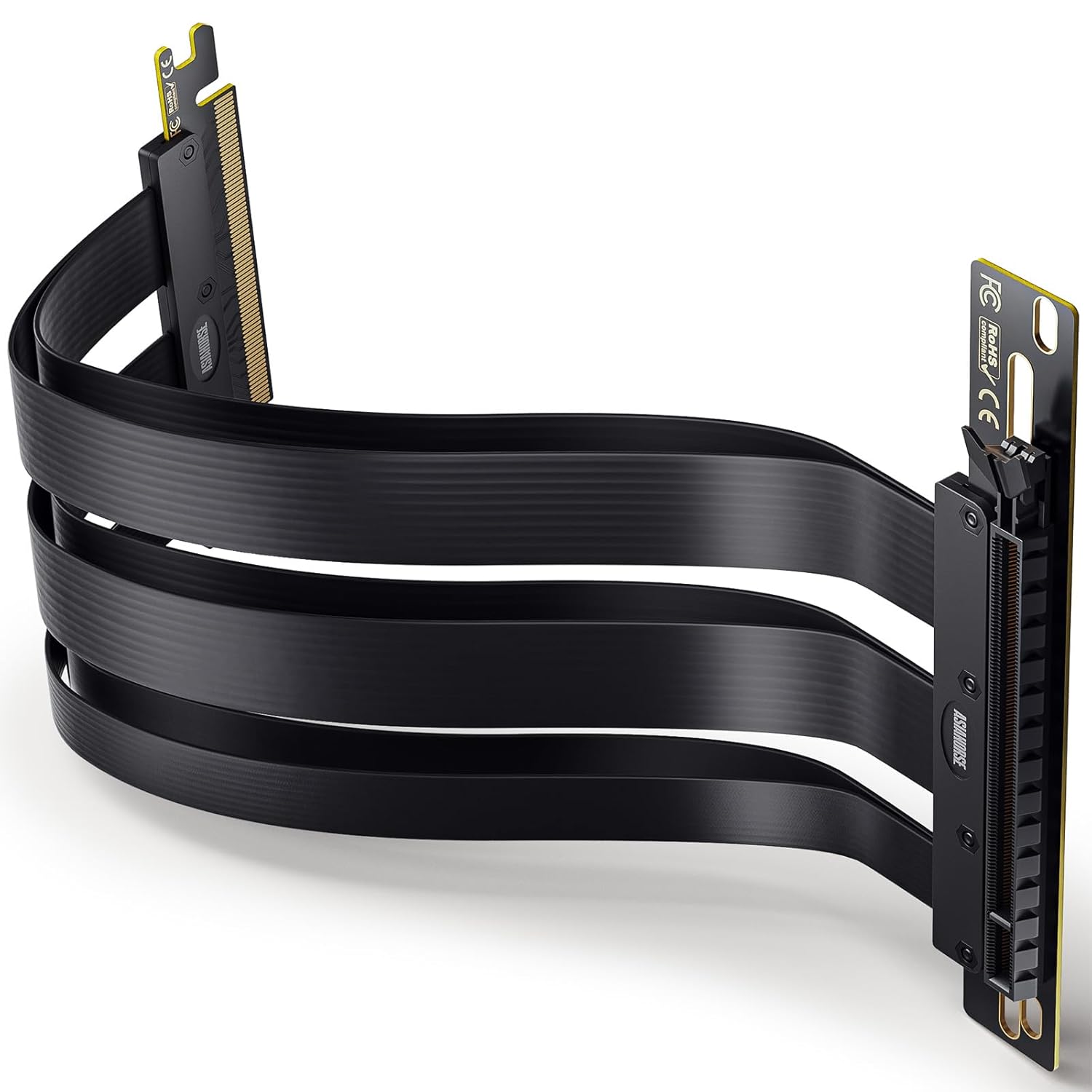 AsiaHorse PCI-E 4.0 Riser Cable, PCIe 4.0 16x 200mm High Speed Flexible GPU Riser Cable, EMI Shielded 30 AWG, 25Gbps Transfer Rate, Compatible with 5.0/4.0/3.0 (200MM)