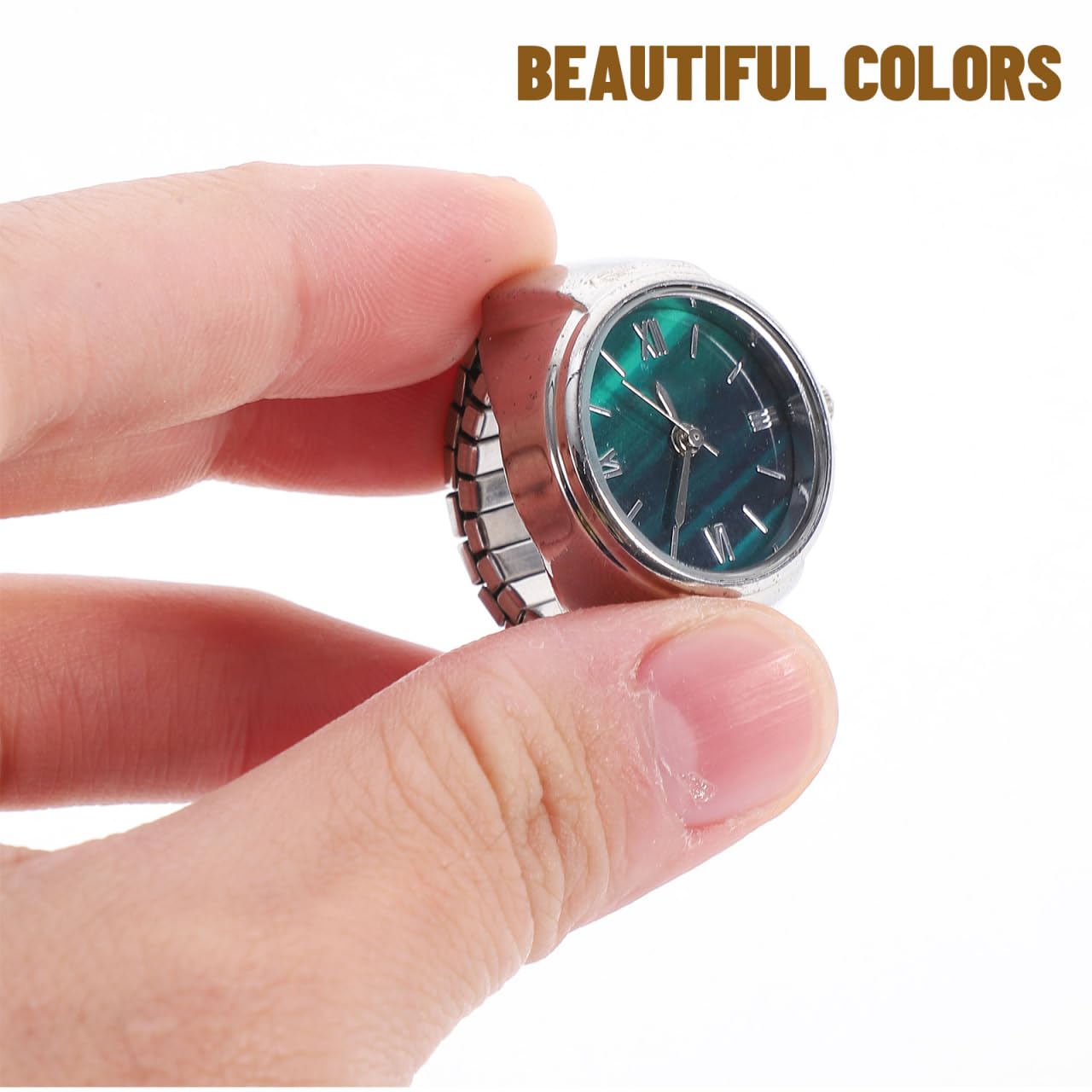 ibasenice Reloj de dedo digital anillo de reloj de moda reloj de anillo pulido con correa ajustable mini anillo reloj reloj anillo reloj anillo con números romanos reloj