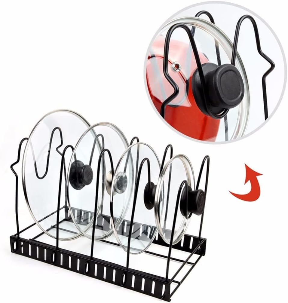 5 Tiers Pot Frying Pan Lid Storage Rack Organizer Kitchen Cookware Non-Slip Tiers Pan Pot Shelf Cabinet Accessories Storage Rack