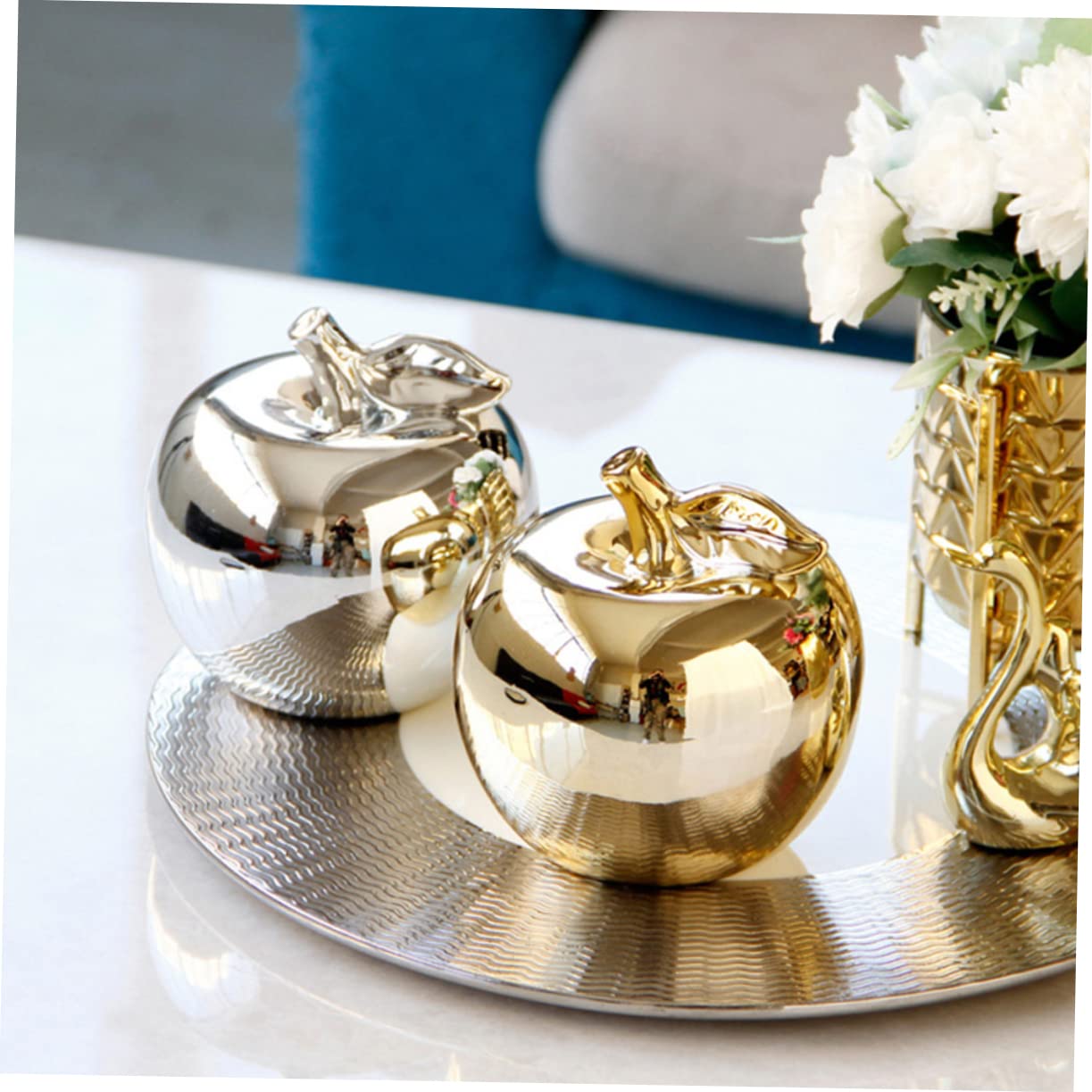 BESPORTBLE Ornamento in Ceramica a Forma di Mela Oro, Decorazione Pratica e Facile da Usare per Arredamento Casa Creativo e Chic, per Soggiorno o Cucina