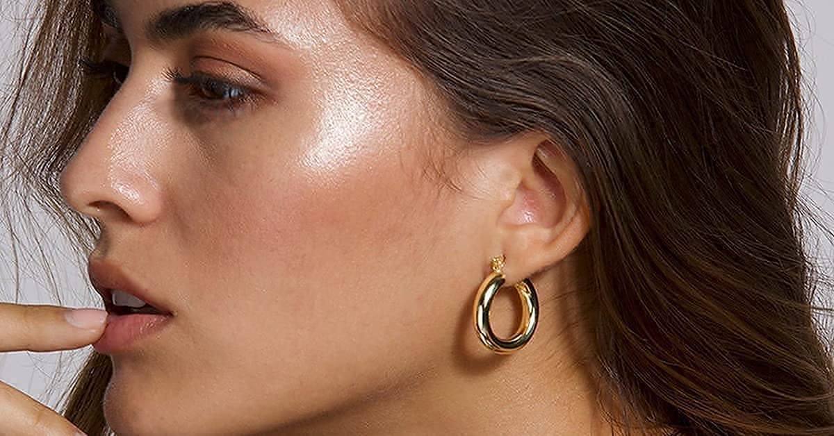 Aretes chapados en oro de 14 quilates con diseño cilíndrico, gruesos, hipoalergénicos y livianos para mujer, 20, Latón 4
