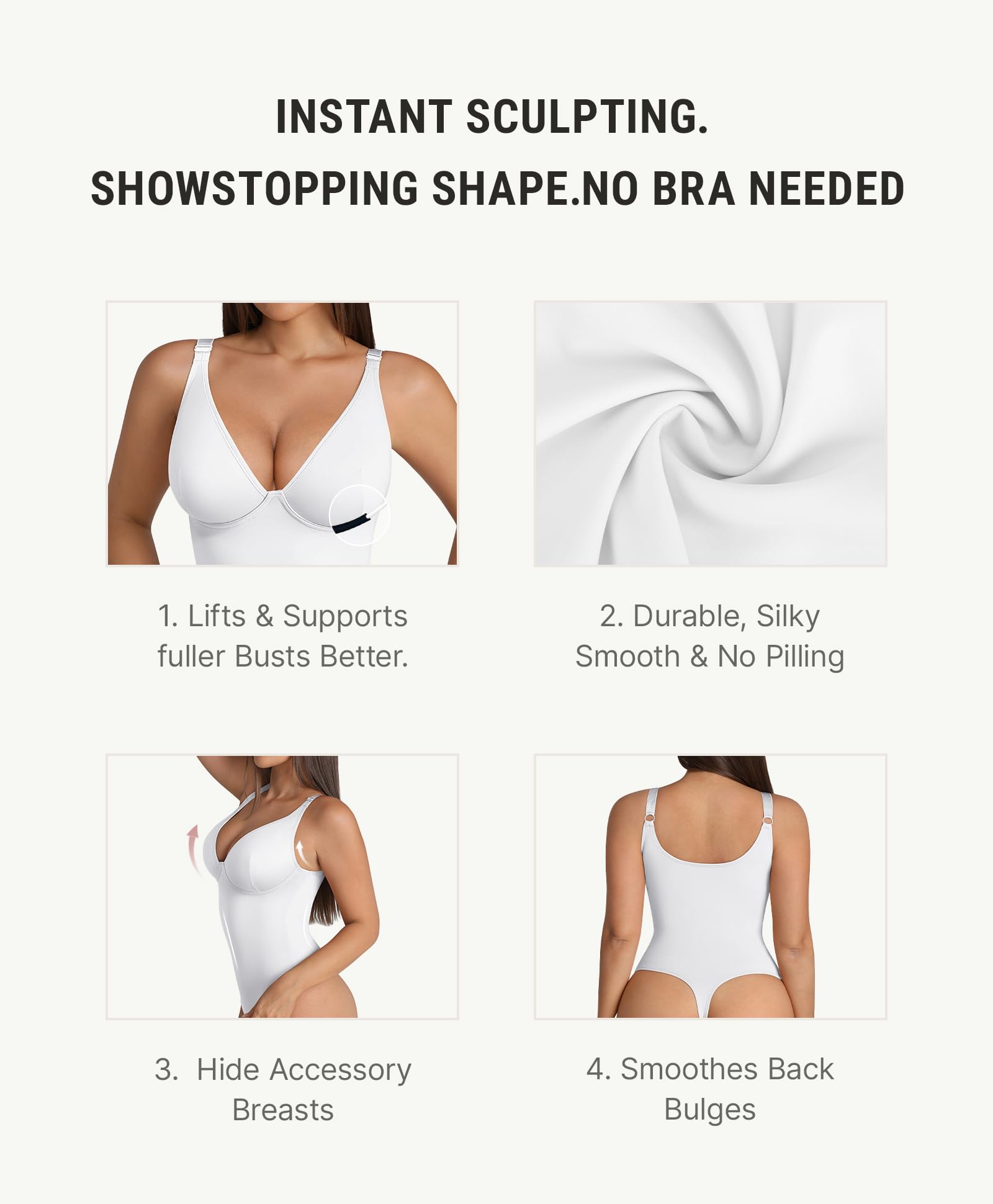 FeelinGirl Body Contenitivo Modellante Intimo Donna: Eleganza e Comfort con Scollo a V e Schiena Scoperta, Gonna Ventre Piatto e Stringa