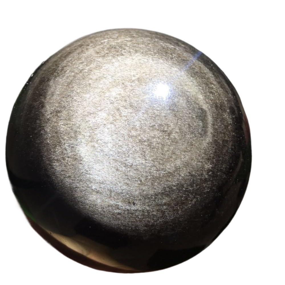 AARTERZZA 1pc 1500-1600g Silver Sheen Obsidian Sphere Crystal Ball