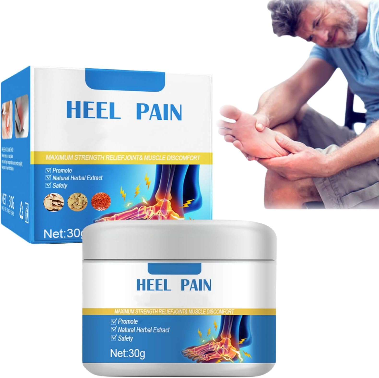 Heelcure Plantar Relief Cream,Heel Cre/am,Heel Balm Soothing and Healing Cr/eam,Fast-Acting Foot and He/el Rel/ief Cr/eam,Foot C/ream for Cracked He/el,Fo/ot Massage Re/lief C/ream