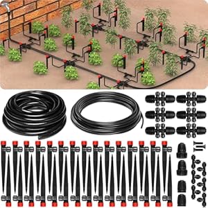 CARPATHEN Drip Irrigation System – Adjustable Quick Connect Irrigation System for Gardens up to 130ft, Raised Beds – Complete Garden Watering System – 1/4 Emitters, 1/2″ and 1/4″ Tubing and Connectors