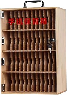 Gabinete de almacenamiento transparente para teléfono móvil, 48 ranuras, taquillas de escritorio con cerradura para escuelas y aulas, color marrón para teléfonos celulares y dispositivos