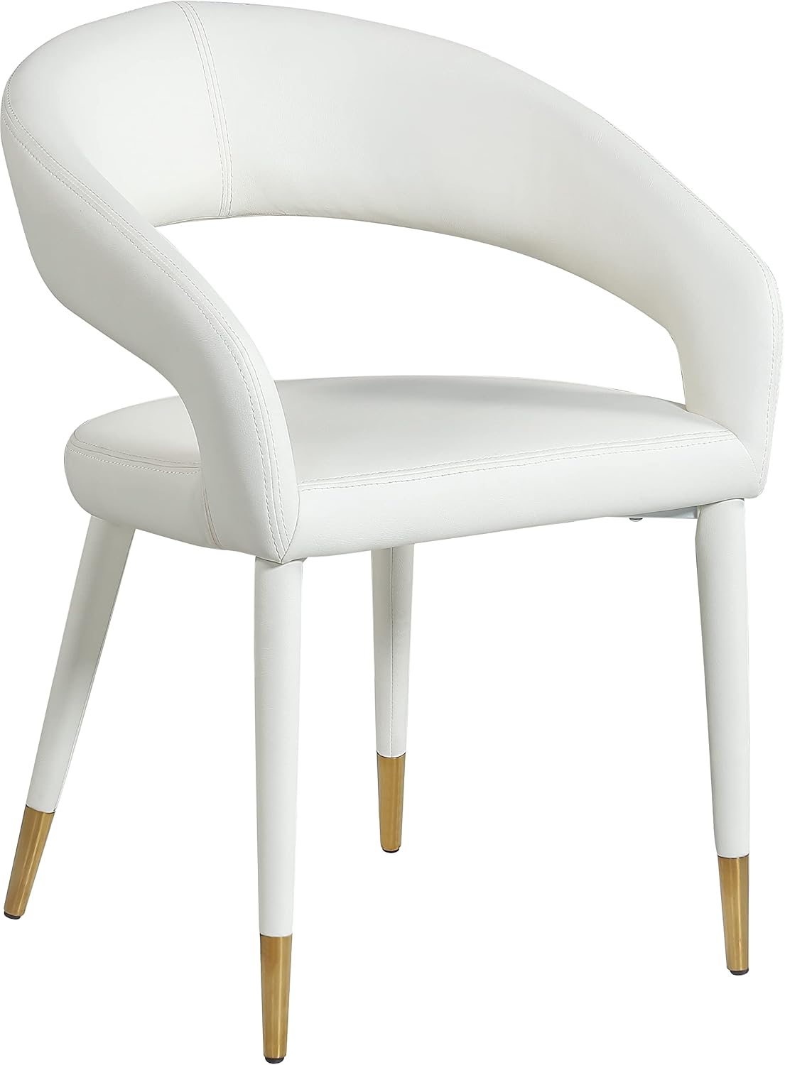 Meridian Furniture 538White-C Destiny Collection Modern | Contemporary Vegan Leather Upholstered Rounded Back Dining Chair, Off White Cream, 23" W x 23" D x 31.5" H
