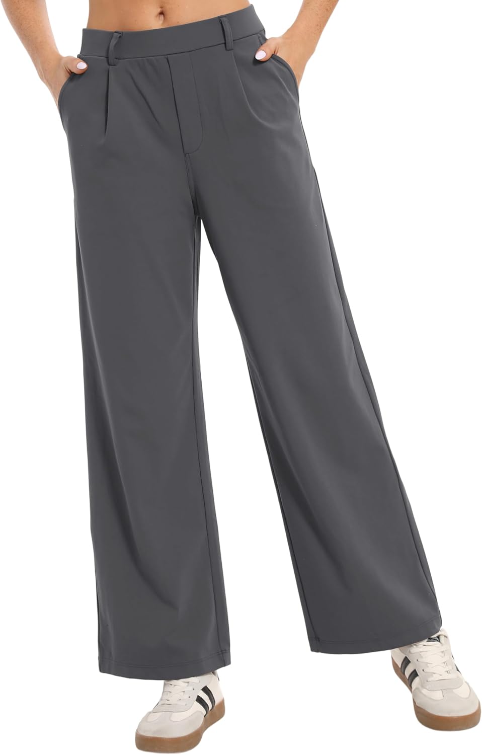 Oyamiki Women's Business Casual High Waisted Dress Pants with Pockets Wide Leg Work Pants Trousers Fashion Fall Outfits - Image 3