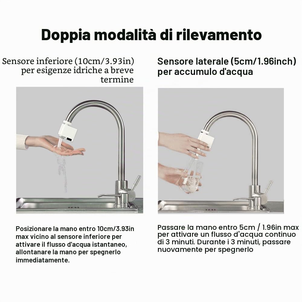 Rubinetto con sensore a infrarossi Sensore automatico di risparmio idrico Rubinetto anti-trabocco Cucina Bagno Induttivo