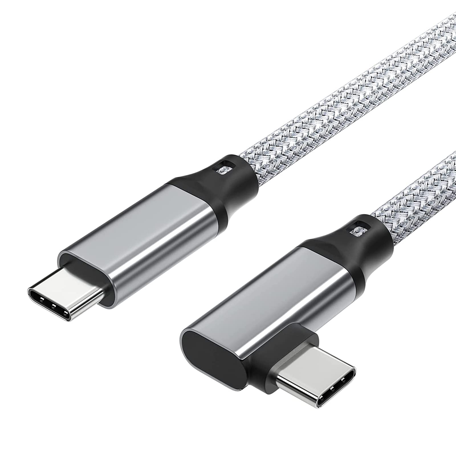 USB 3.2 Type C ケーブル 0.2m L字 【20Gbps転送 100w急速充電 4K@60Hz映像出力 PD3.0/QC3.0対応 】タイプc ケーブル 【編組ナイロン 】MacBook/MacBook Pro/iPad Pro/Nintendo Switch/Xperia/Galaxy/Google Pixel等Type-C機種対 超高耐久(グレー)