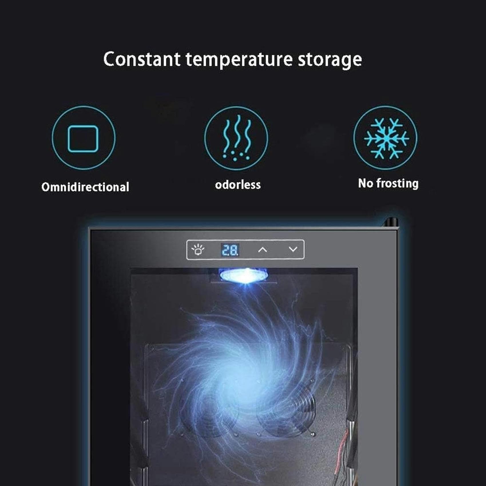 Gabinete con termostato Refrigerador de mostrador Independiente, Enfriador de Vino de Temperatura y Humedad Constante enfriado por Aire con Pantalla táctil Inteligente para vinos b