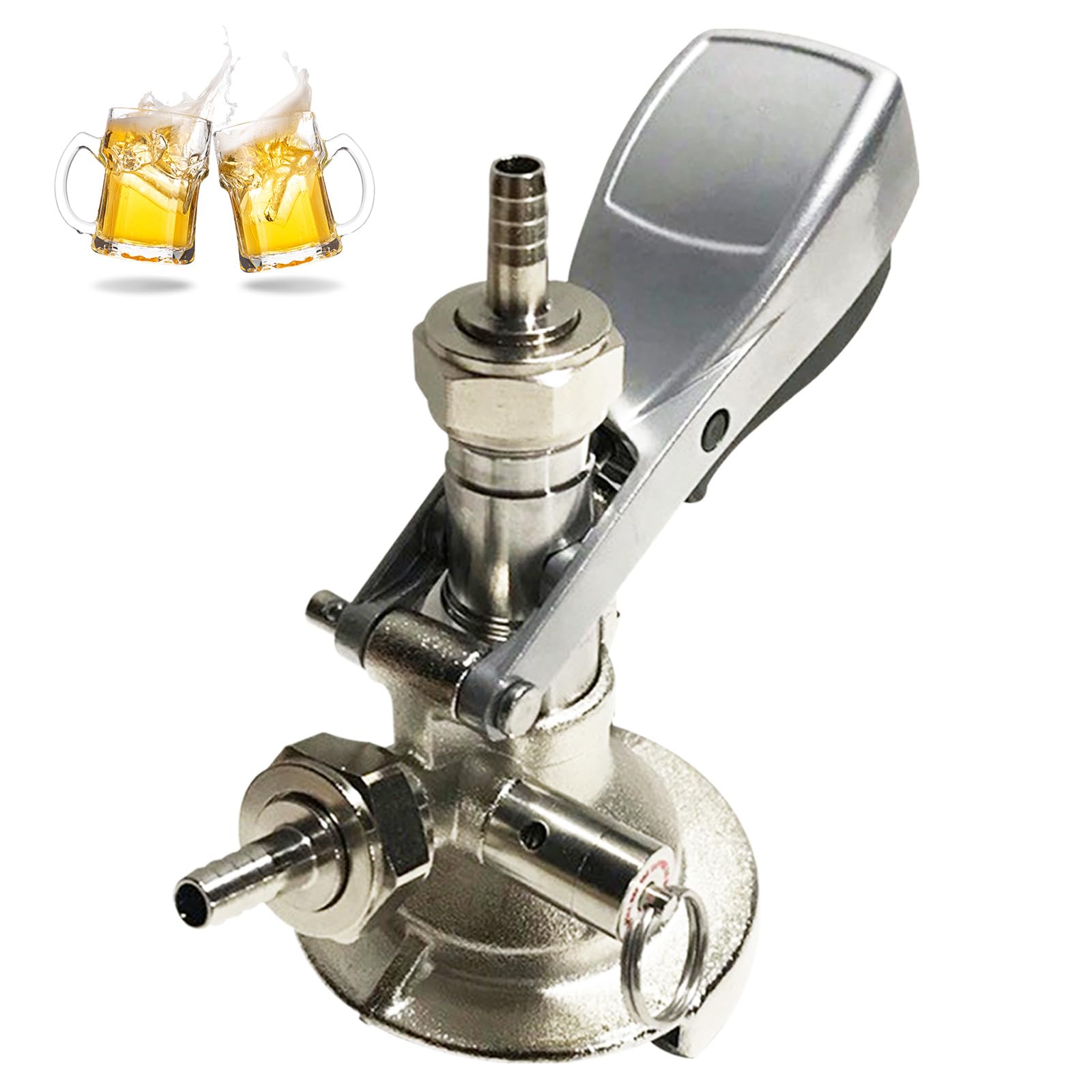 Kegverschluss Zapfkopf, Flach Keg Zapfkopf G5/8 Gewinde Keg Verschluss Zapfkopf Typ A Brauen Fassbier Fasshähne 304 Edelstahl Bierzapfhahn für Bars Restaurants Familienfeiern für Bier, Wein