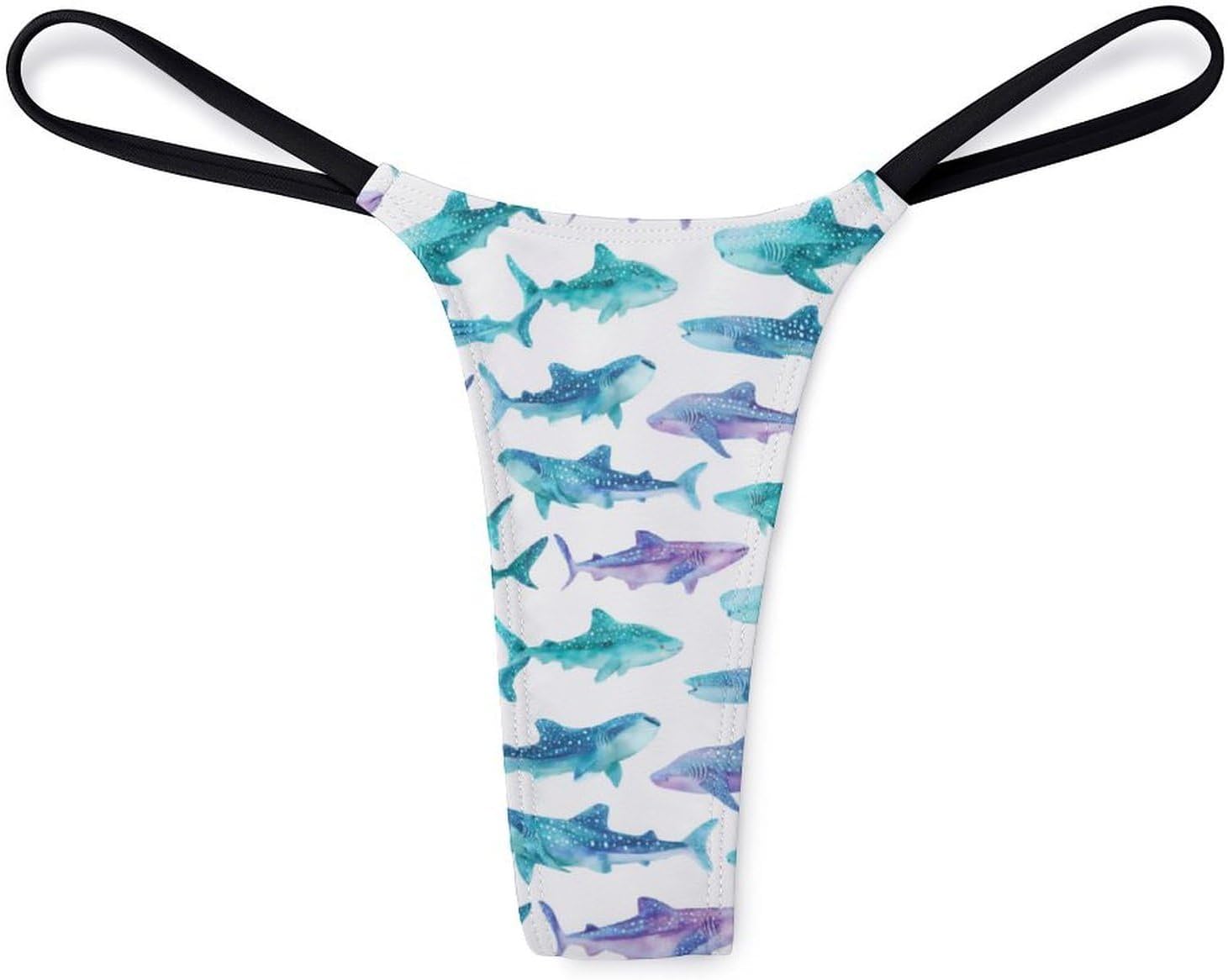 Whale Shark & Sea Creature Play Sexy G String Thongs for Women Underwear | Seamless Panties Lingerie Breathable Low Rise No Show