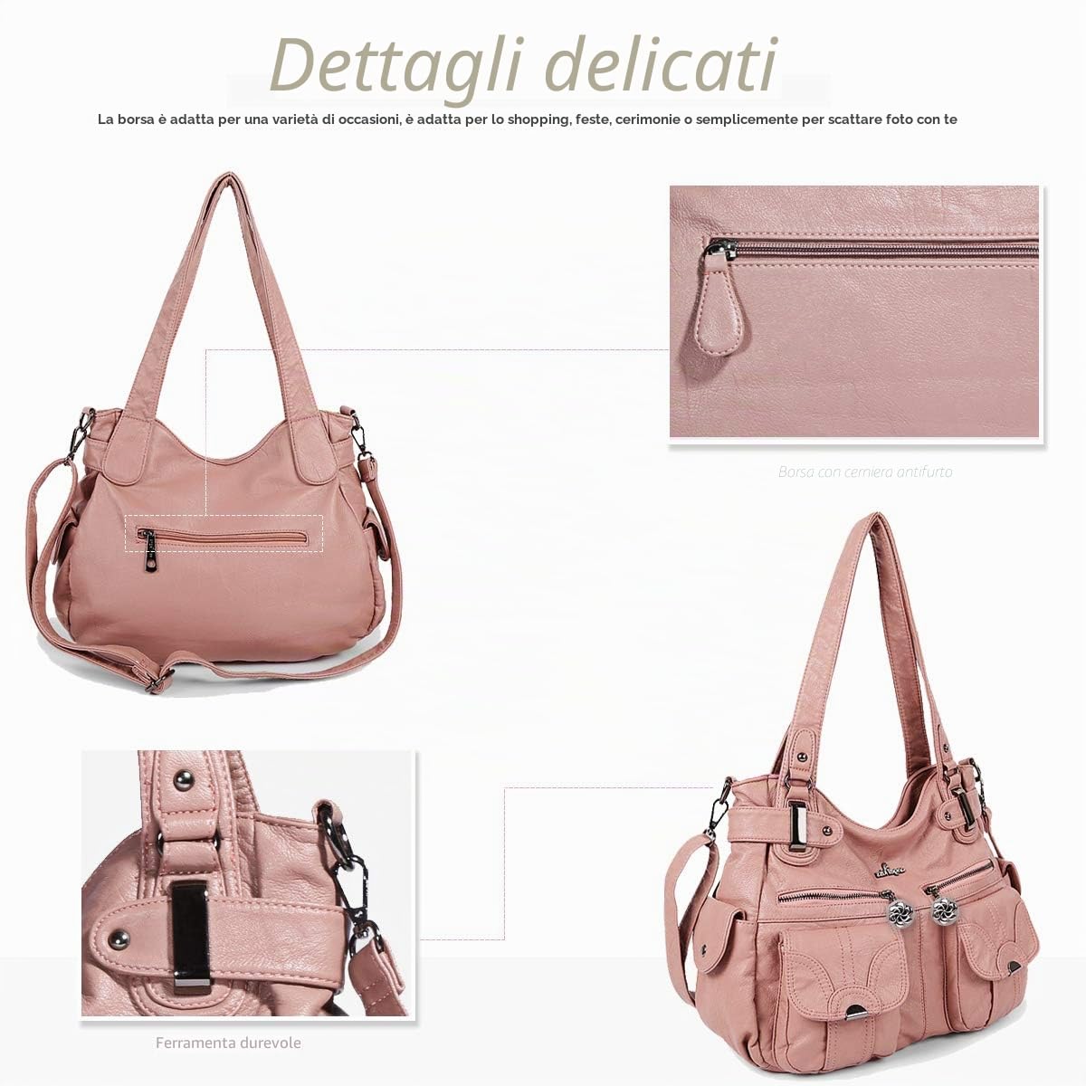 NICOLE & DORIS Borsa a Tracolla Spalla Grande PU Pelle Donna Borsa Messenger da Lavoro Retro Borsa a Mano Progettista Borse Tote Manico Superiore