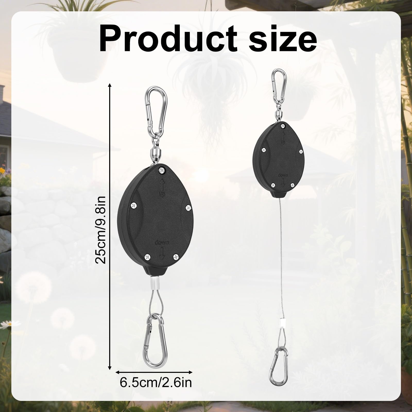 Tinoaly Lot de 2 Cintres Rétractables Robustes avec Poulies Réglables, en Acier Inoxydable avec Mousquetons pour Plantes Suspendues Mangeoires et Pots d'oiseaux d'Intérieur et d'Extérieur