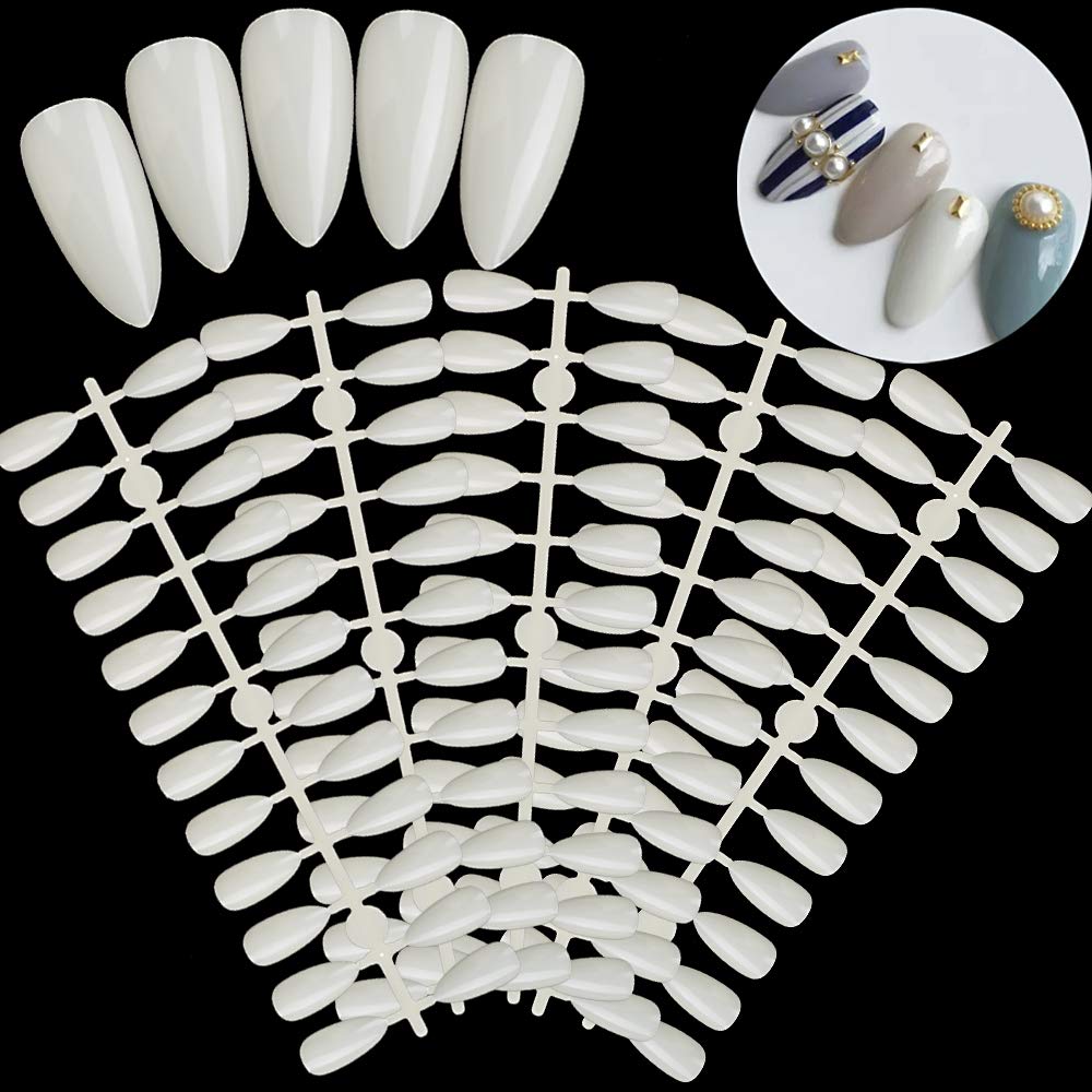 FLOFIA 120pcs Muestra Display de Uñas Plástico Uñas Falsas Artificial Uñas Naturales Postizas Prácticas Puntas de Uñas Tips Postizas para Arte Uñas Salón DIY Manicura Pintar Exhibidor Esmalte de Uñas