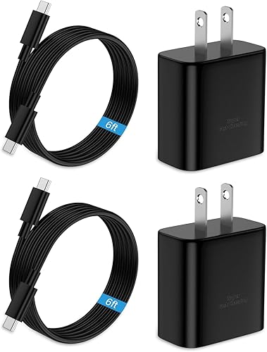 Cargador rápido USB C de 45 W compatible con cargador Samsung con cable de carga tipo C de 6 pies compatible con Samsung Galaxy S25 UltraS25+S25S24