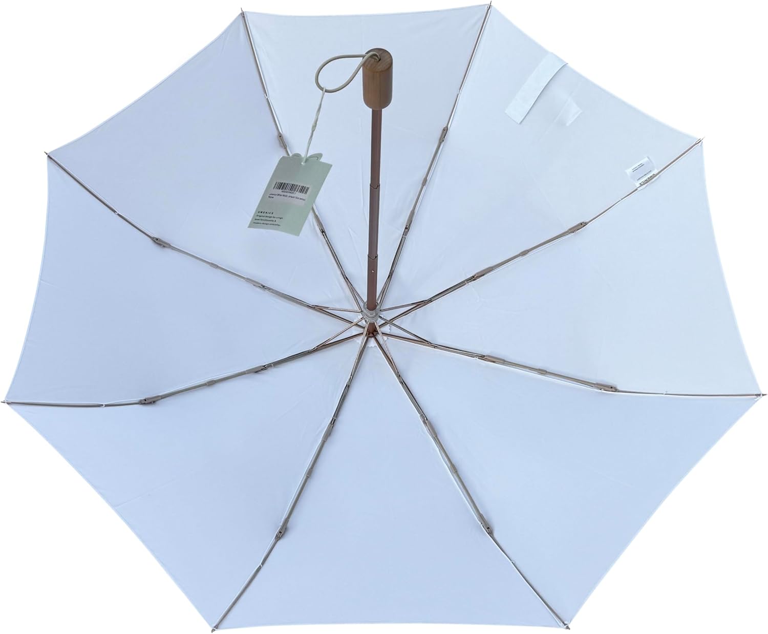 White Wedding Umbrella, Foldable, Waterproof, Windproof, Golden Color Shaft, Frame, Pongee Fabric, Aluminum Shaft, Frame, Fiberglass Ribs, Wooden Handle, Super Light, Compact Size