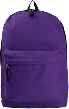 Basic Backpack Classic Simple School Book Bag Student Daily Daypack 18 Inch Purple...