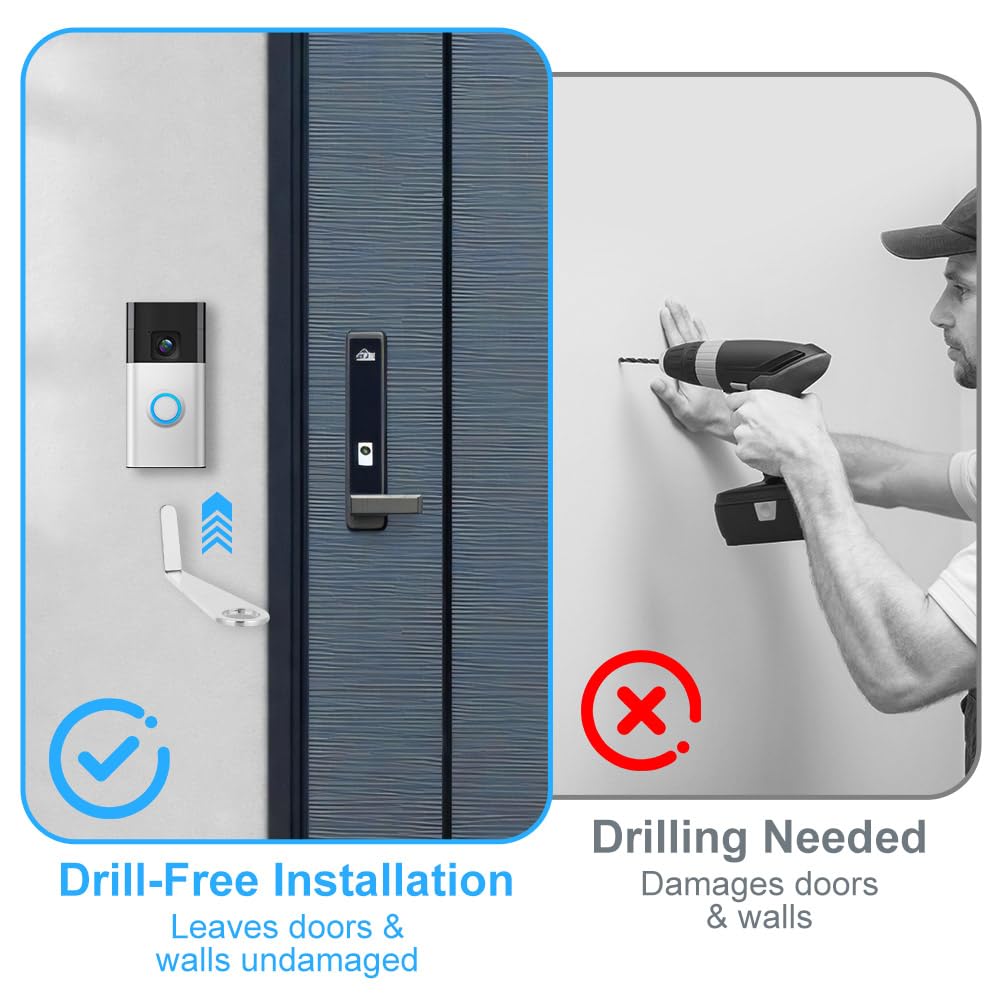 Vicloon Soporte de Timbre Ring 2024, 6 Autoadhesivo Timbre de la Puerta de Soporte con Llave, Sin Taladro, para Ring Battery Video Doorbell (versión 2024), Accesorios Ajustables para Timbres