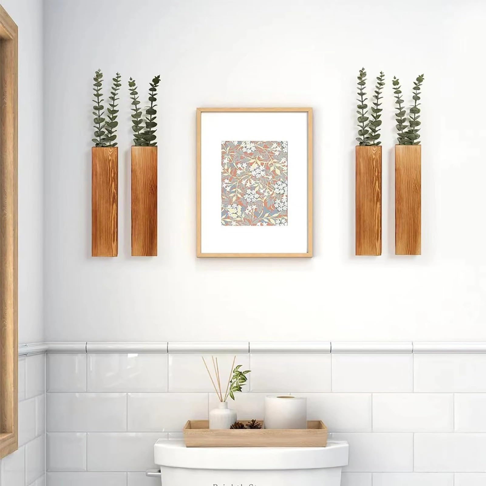 Wandvase Pflanzgefäß mit Taschenvase aus Holz for die Wand