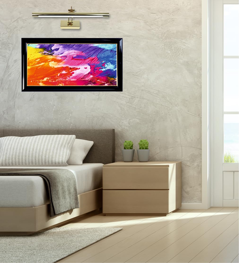 Aplique LED de pared para iluminar cuadros, espejos, etc, led 6W tradicional y elegante,tono de luz cálida 3000K, ORO Brillante, articulado y orientable. 40cm