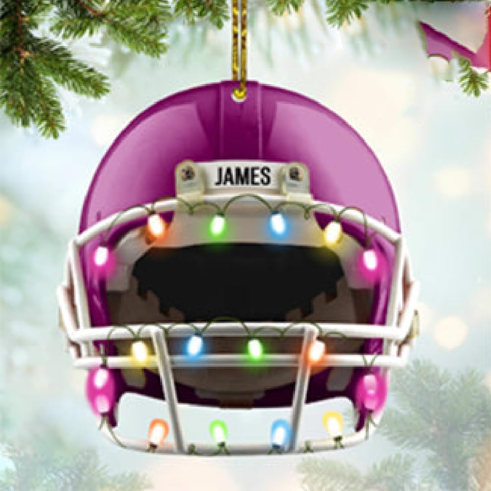 American Football Helmet - Personalized Printed Pink Car Mirror Ornament, Football Ornaments Christmas Tree Hanging Ornaments Window Decor.