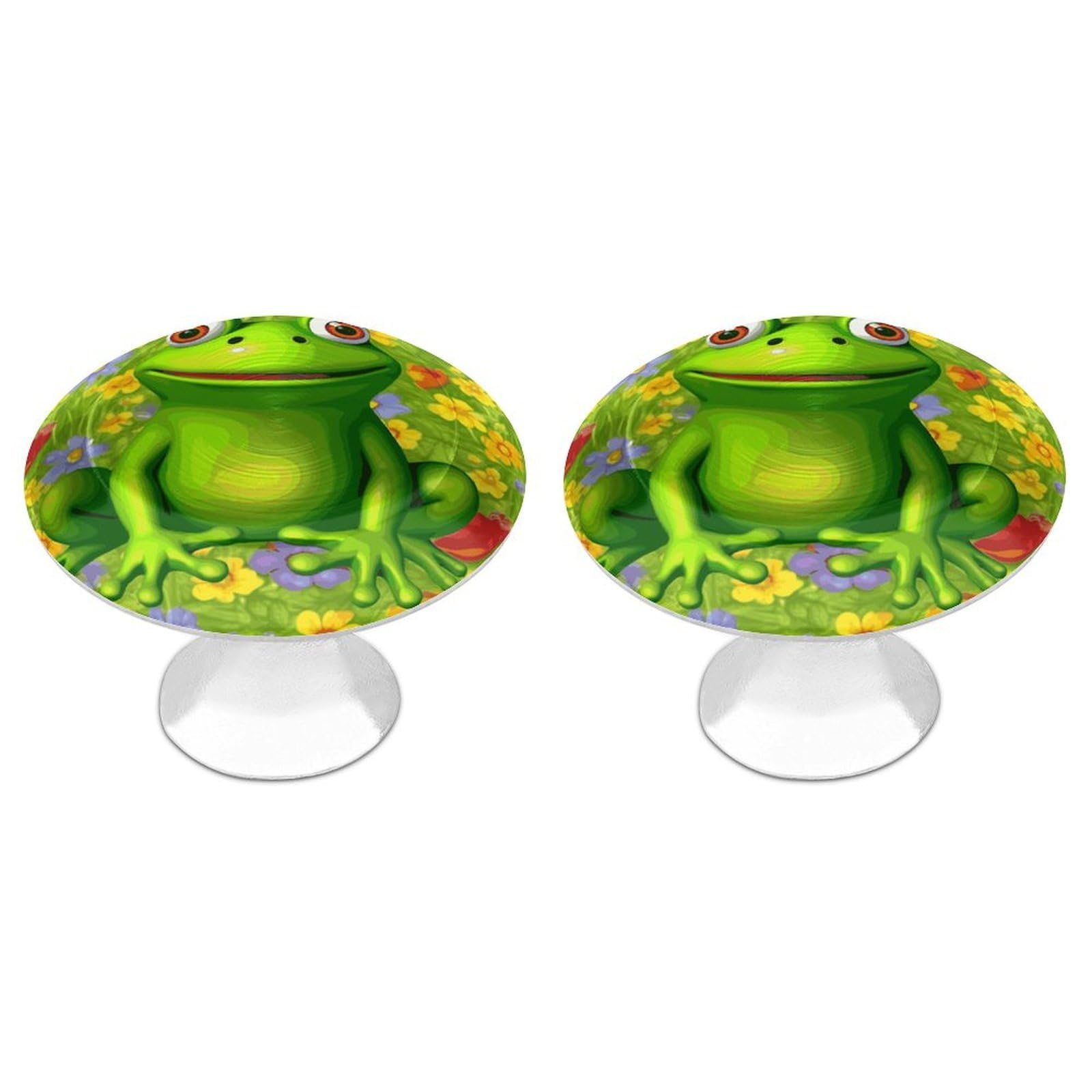 Fodpand White 2 Pack Cabinet Knobs 1.1 Inch Single Hole Drawer Pulls Handles Decorative Frog Furniture Knobs For Dresser Kitchen Bathroom Cupboard Wardrobe Vanity Closet Door Hardware