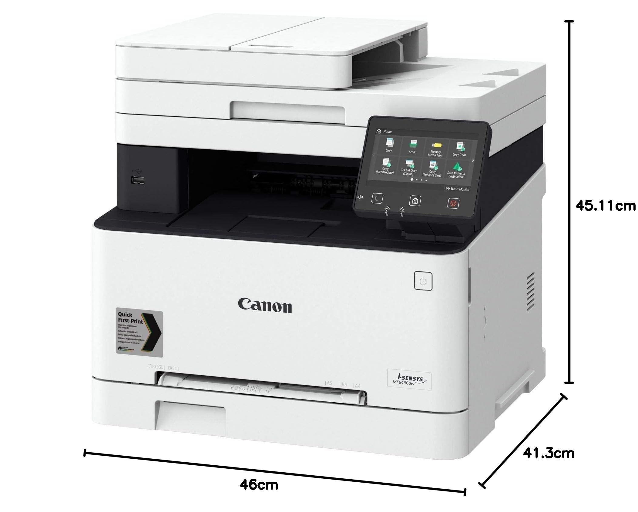 Canon i-SENSYS MF643CDW Laser 21 ppm 1200 x 1200 dpi WiFi - Multifonctions (Laser, Impression Couleur, 1200 x 1200 dpi, Copie Couleur, A4, Noir, Blanc)